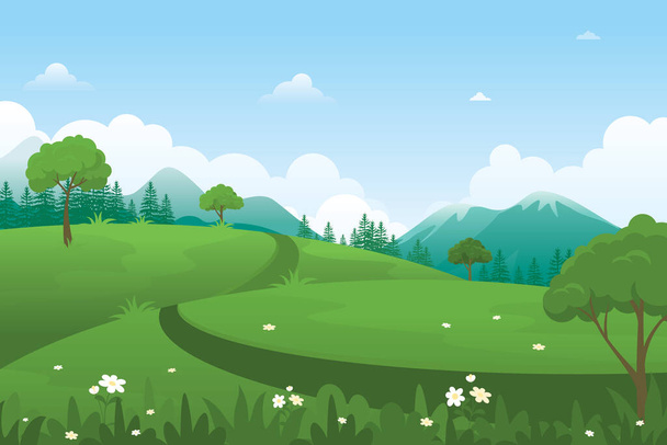 Beautiful natural scenery landscape vector illustration, simple and trendy with flat style - Vector, Image