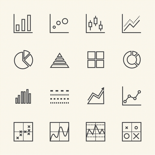 Set di icone del grafico aziendale. Icone della linea sottile
 - Vettoriali, immagini