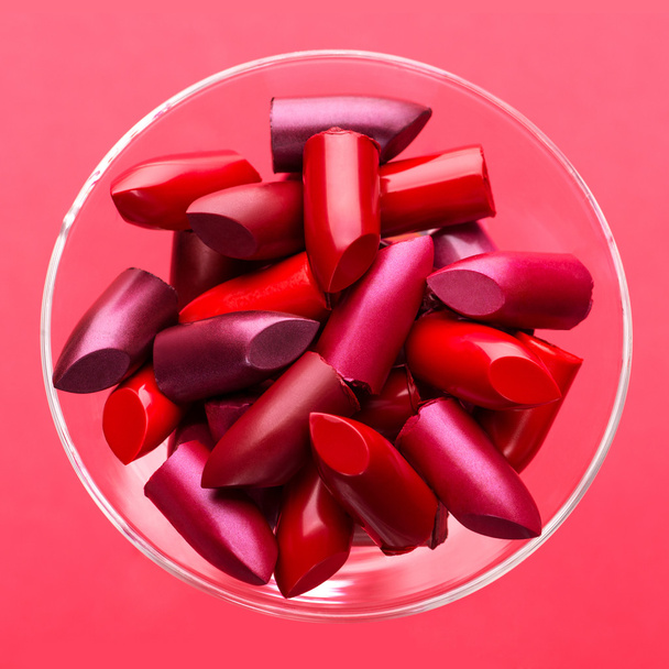 Variation color of lipstick in a glass - Photo, Image