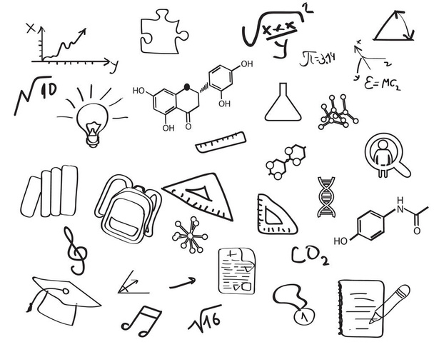 Set of education concept icons in hand draw style - Vector, imagen
