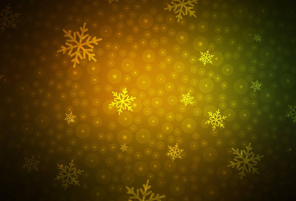 Dark Green, Yellow vector template in carnival style Блискуча ілюстрація з різдвяними кулями, зірки. Кращий дизайн для плаката коледжу.. - Вектор, зображення