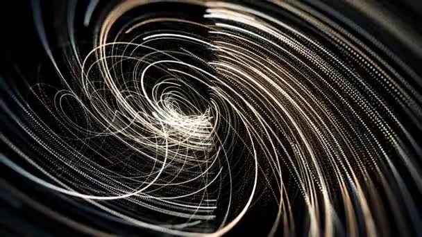 Magic rotation of galaxy space swirling vortex in outer space. Animation. Abstract millions of bending narrow striped flying on black background with high speed, seamless loop. - Footage, Video