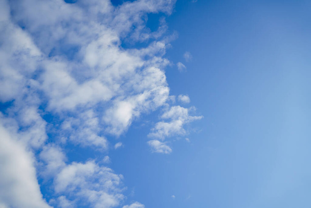 daytime blue sky with white clouds. Weather forecast.  - Zdjęcie, obraz