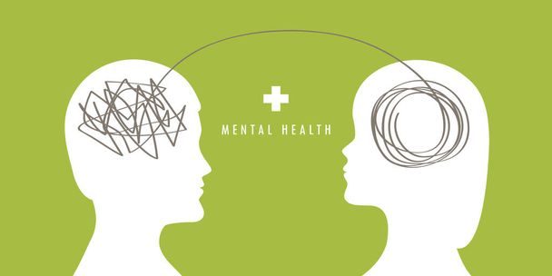Ψυχική υγεία έννοια ψυχοθεραπεία ανθρώπινης σιλουέτας εγκεφάλου - Διάνυσμα, εικόνα