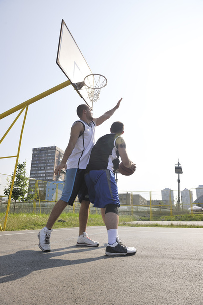 Streetball game at early morning - 写真・画像
