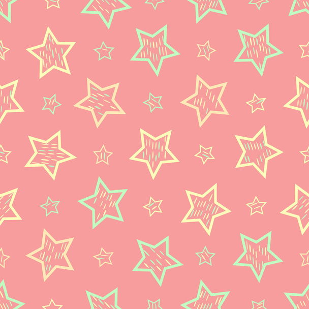 Seamless abstract pattern with stars. Creative kids texture for fabric, wrapping, textile, wallpaper, apparel. Vector illustration. - Wektor, obraz