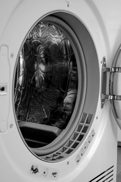 Modern washing machine with empty drum, closeup - Photo, Image