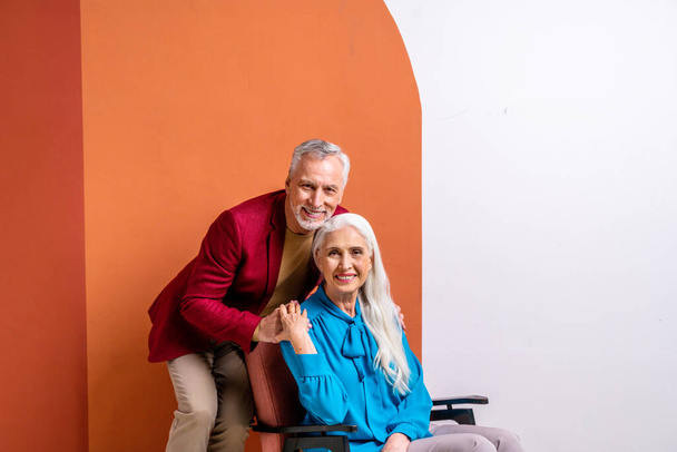 Elderly couple portrait - Senior man and woman posing - Zdjęcie, obraz