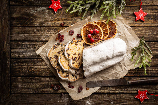 Traditional Christmas Stollen. - Foto, immagini