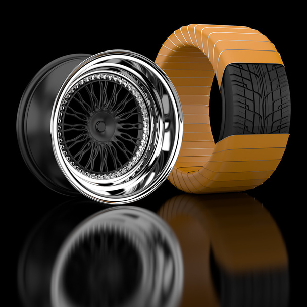 3D Räder und Reifen. - Foto, Bild