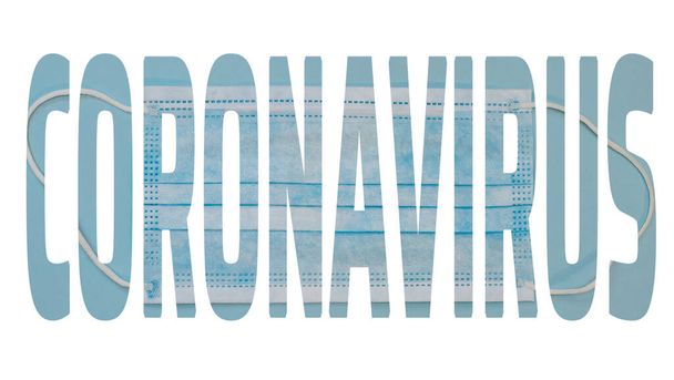 Coronavirus megfogalmazása háttér fehér orvosi maszk - Fotó, kép