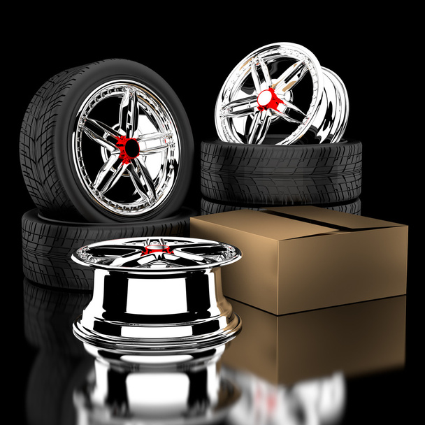 3d wheels and tire. - Photo, Image
