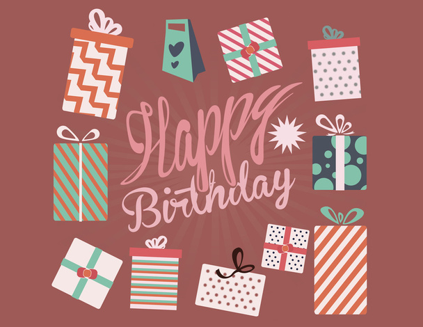 Colorful birthday present boxes - Vector, Imagen