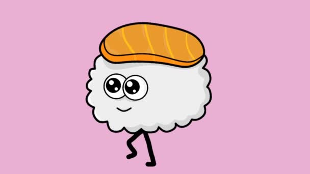 videos of cute sushi characters from Japan that are running - Footage, Video
