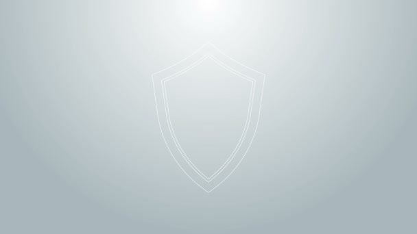 Blue line Shield icon isolated on grey background. Guard sign. 4K Video motion graphic animation - Footage, Video
