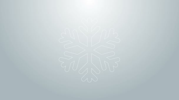 Blue line Snowflake icon isolated on grey background. 4K Video motion graphic animation - Footage, Video