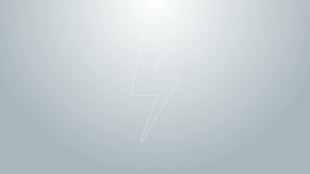 Blue line Lightning bolt icon isolated on grey background. Flash icon. Charge flash icon. Thunder bolt. Lighting strike. 4K Video motion graphic animation - Footage, Video