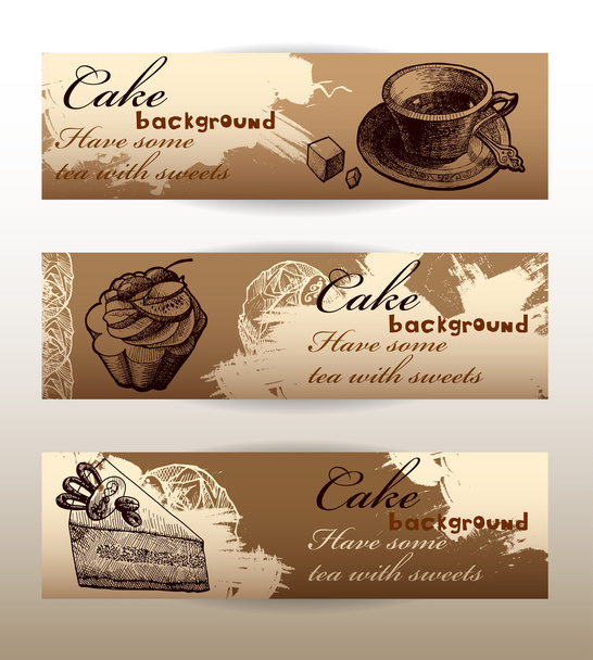 Banners with cakes - Vektor, Bild