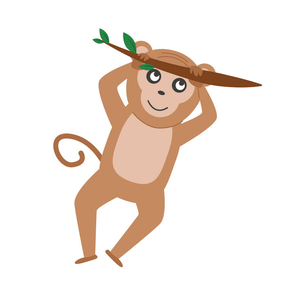 The monkey hangs on a branch. Vector illustration - Vector, Image