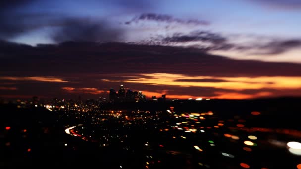 Центр міста Ла сутінки горизонт - Кадри, відео