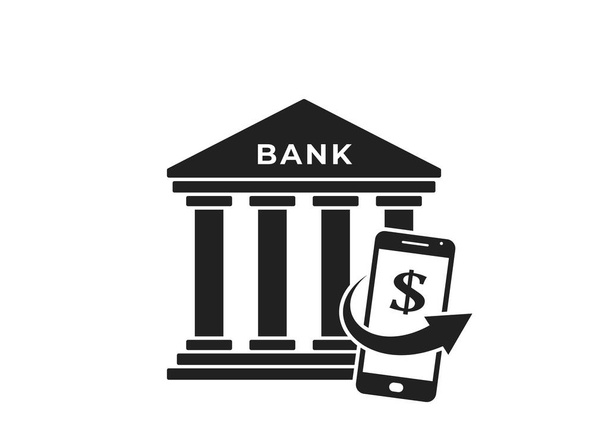 mobile banking icon. mobile money, finance and bank symbol in simple style - Vector, Image