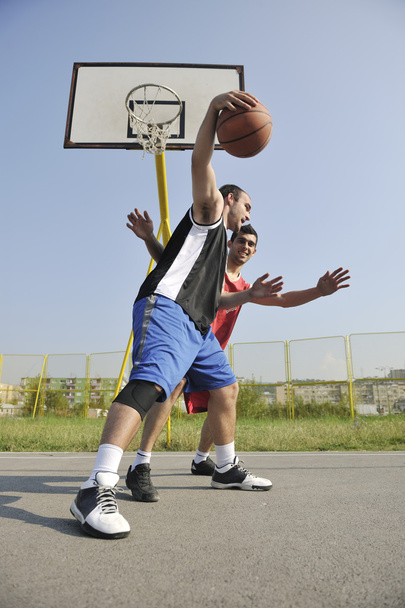 Streetball game at early morning - 写真・画像