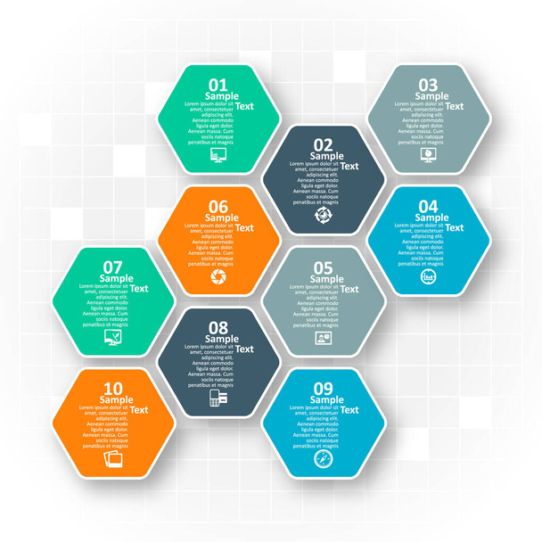 vector abstract 3d paper infographic elements.Hexagon infographics.Honeycomb design - Διάνυσμα, εικόνα