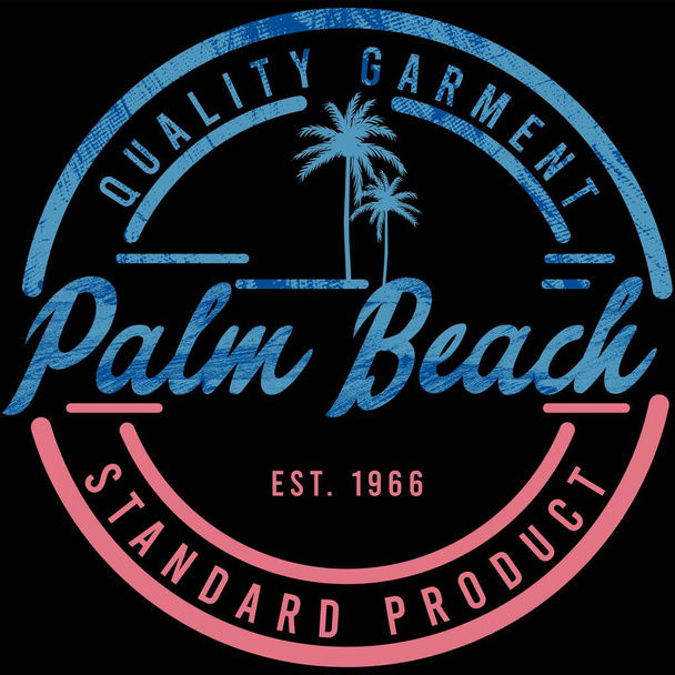 Illustration vecteur de surf plage de palmiers avec couleurs et style surf - Vecteur, image