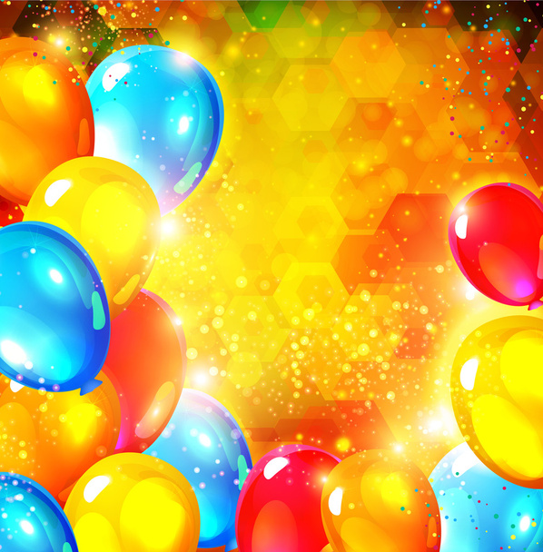 Фон праздника с разноцветными воздушными шарами
. - Вектор,изображение