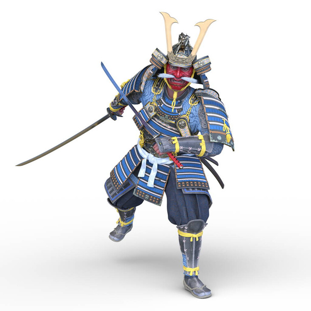 3D rendering of Tengu samurai - Fotoğraf, Görsel