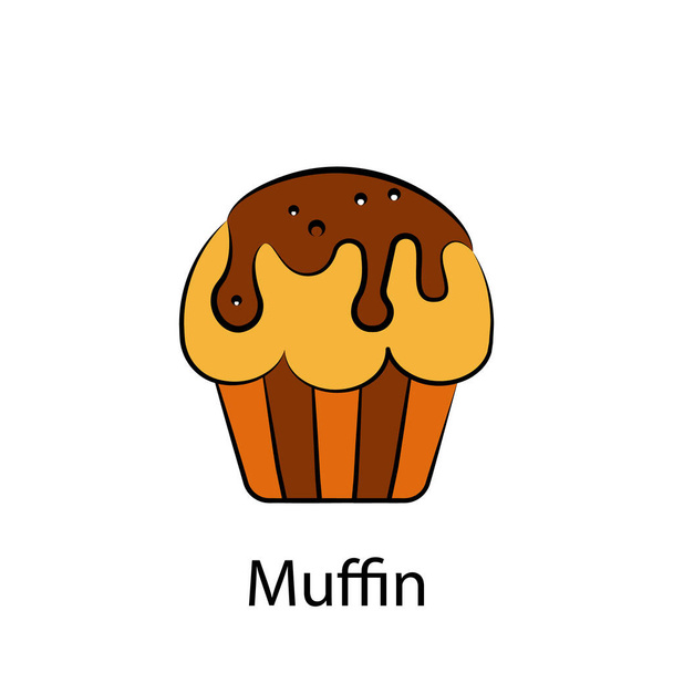 швидкі харчові кекси окреслюють ікону. Елемент ікони харчових продуктів. Знаки і символи можуть бути використані для веб, логотипу, мобільного додатка, UI, UX на білому тлі - Вектор, зображення