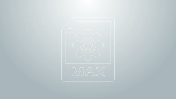 Sininen viiva MAX tiedosto asiakirja. Lataa max painiketta kuvake eristetty harmaalla taustalla. MAX-tiedoston symboli. 4K Video motion graafinen animaatio - Materiaali, video