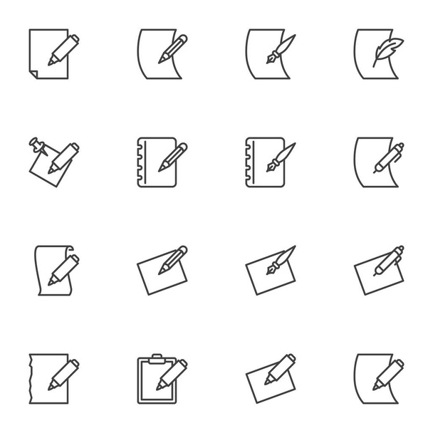 Writing document line icons set - Вектор,изображение