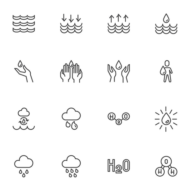 Water related line icons set - Διάνυσμα, εικόνα