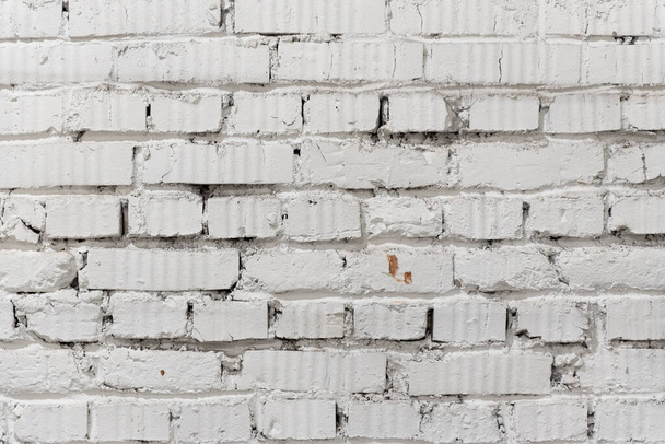 Brick wall texture background. Vintage grunge rows of white painted bricks. Design concept  - Photo, Image