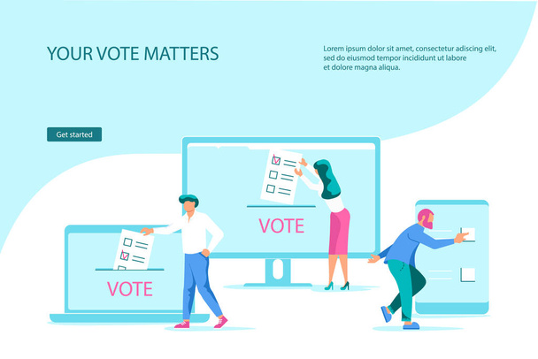 Modelo de página web de desembarque de votação eletrônica - Vetor, Imagem