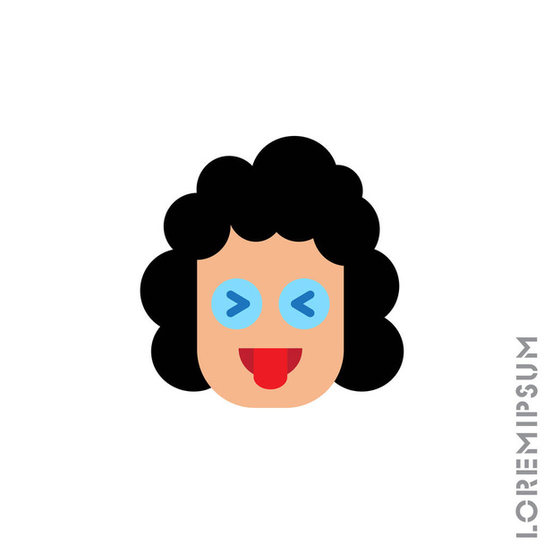 Hravý úsměv dívka, žena barevná ikona. Jednoduchý vektor emoji ikon pro ui a ux, webové stránky nebo mobilní aplikace. izolovaný s ikonou vyplazený jazyk - Vektor, obrázek