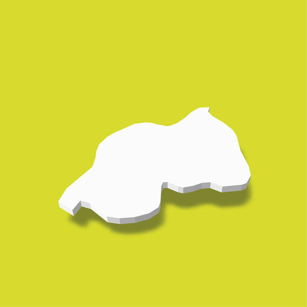 Rwanda - white 3D silhouette map of country area with dropped shadow on green background. Simple flat vector illustration - Διάνυσμα, εικόνα
