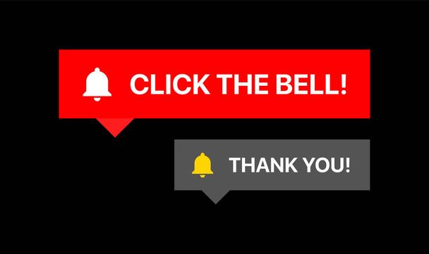 Click The Bell Notification. Thank You Notification. Subscribe Reaction - Vector, Image
