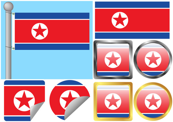 Příznak sada severní korea - Vektor, obrázek