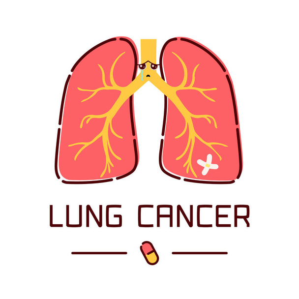 Lung cancer cartoon poster - Vector, Image