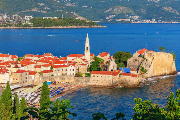 Old Town of Budva, aerial view, Montenegro. - Photo, Image
