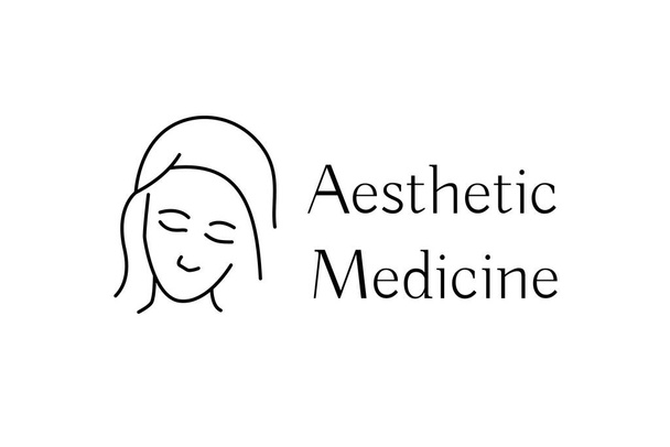 Ícone de Medicina Estética com Mulher Jovem - Vetor, Imagem