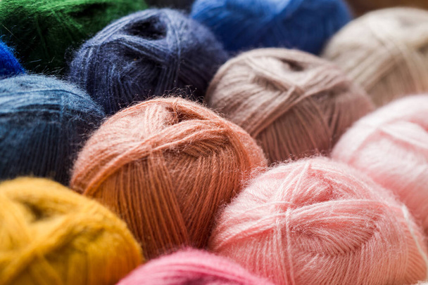 Trendy palette of colorful yarn wool for handmade - Photo, Image