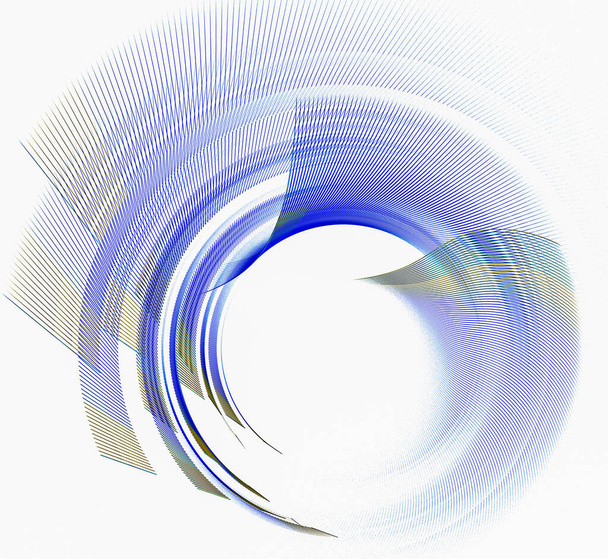 Siniset läpinäkyvät tasot poikkeavat ympyröistä eri suuntiin valkoisella taustalla. Graafinen suunnittelu elementti. 3d renderöinti. 3d kuva. - Valokuva, kuva