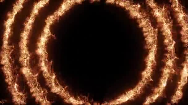 Meleg van. Égő 3D absztrakt zökkenőmentes hurkos kör animált keret fekete háttér. Dinamikus tűzvonal határ animáció.Szövegdoboz sablon, BBQ party menü. Nyári kiárusítás. Hirdetési hűvös banner - Felvétel, videó