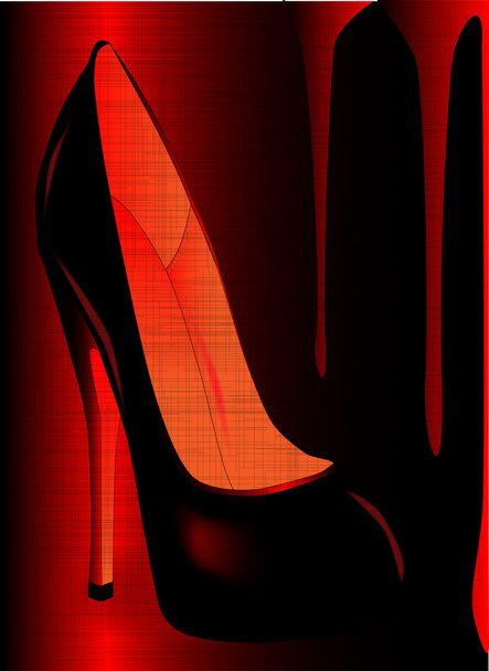Blood red stiletto heel shoe - Vector, Image