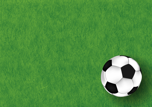 草の背景、イラストにサッカー ボール  - 写真・画像