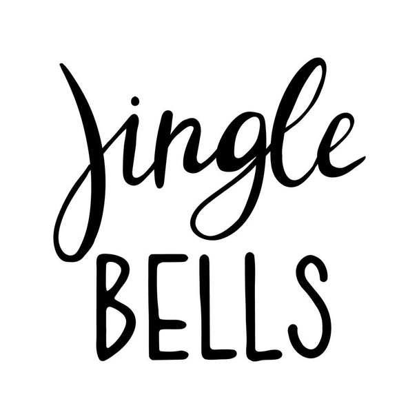 Handwritten modern brush lettering. Hand drawn inscription to winter holiday. Lettering - Jingle bells. Jingle bells calligraphic hand drawn lettering - Vector, Image