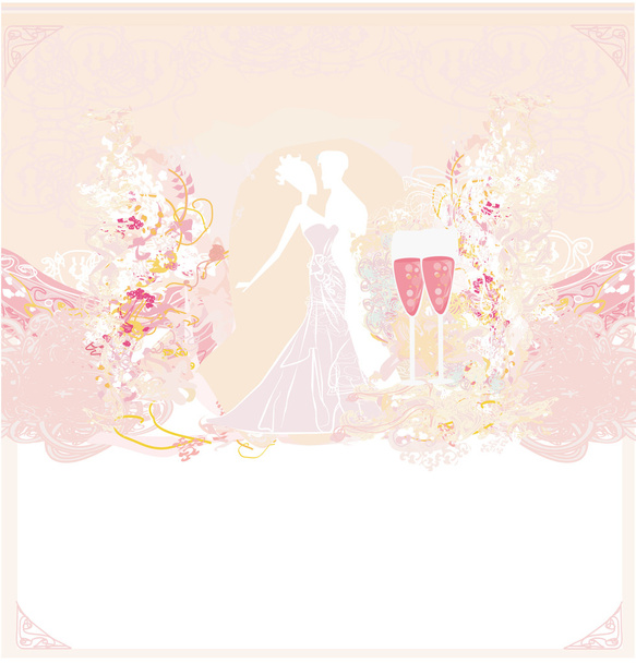 Ballroom wedding couple dancers - invitation card - Vektör, Görsel